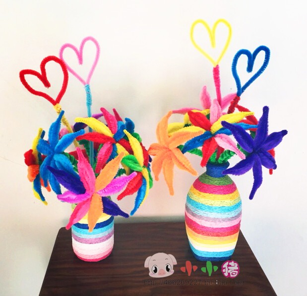 彩色毛根扭扭棒 幼儿园美工区域益智玩具儿童手工制作diy毛条批发