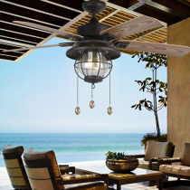 Outdoor rainproof ceiling fan light Balcony Garden Villa Gazebo Waterproof sunscreen American lamp ceiling fan Silent fan light