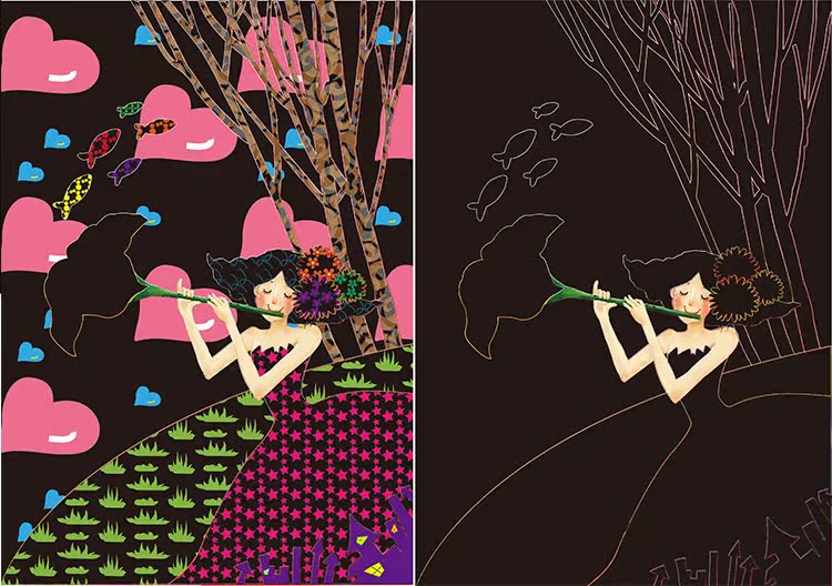 插画刮画纸 幼儿童刮刮蜡画16ka48k迷炫彩场景人物环保手工免包邮