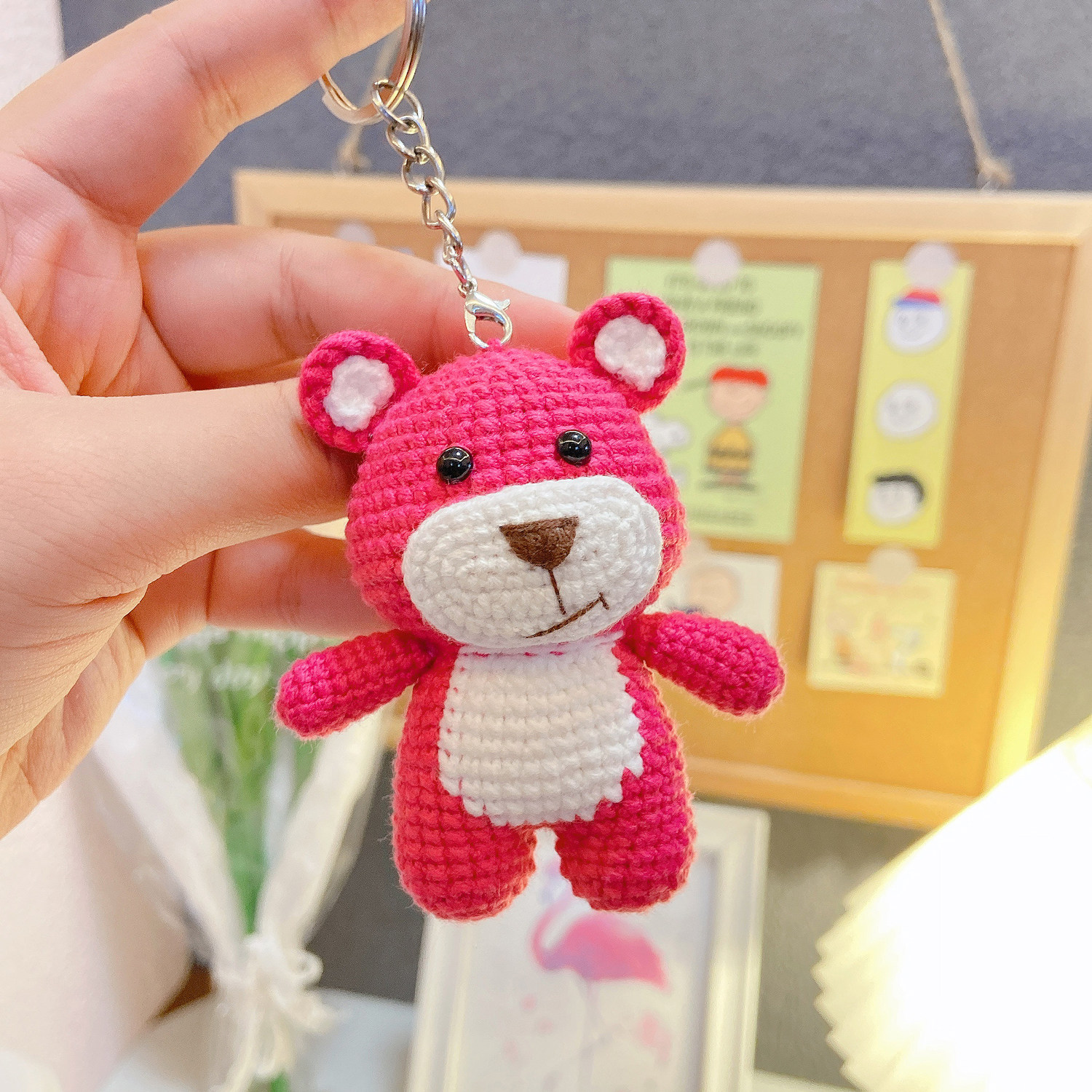 草莓小熊小玩偶包包挂件diy手工制作毛线钩针勾线手工编织材料包