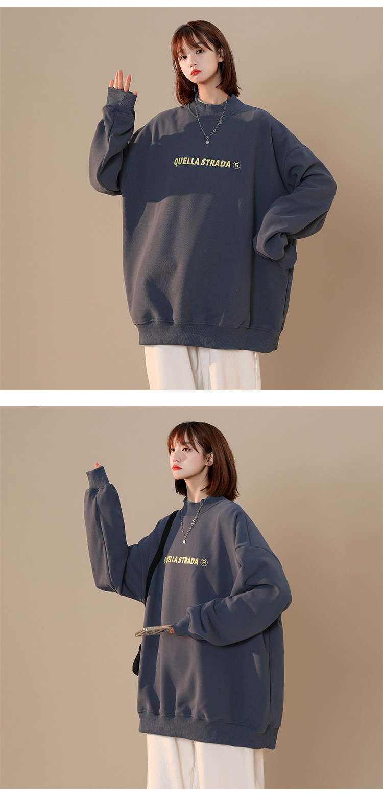 长袖字母套头卫衣901wy178加绒p50控价68100聚酯纤维