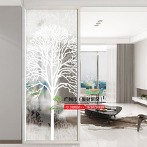 Simple modern art glass partition wall decoration frosted living room bathroom screen entrance background wall Abstract tree