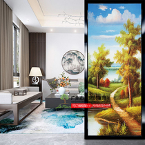 Craft glass screen partition Modern living room tempered entrance frosted translucent double-sided abstract landscape painting European style