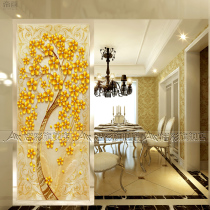 European art glass screen partition Frosted background wall Decorative entrance painting Living room American tempered bathroom door