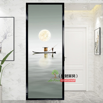 Modern art glass TV background wall Living room entrance screen partition wall tempered abstract landscape frosted process