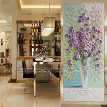 Art glass background wall deep mirror frame porch screen simple European ceiling ceiling folding screen hanging painting purple East