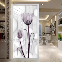 Art glass TV background partition screen porch simple European style painted flower tempered home decoration frosted living room Fashion