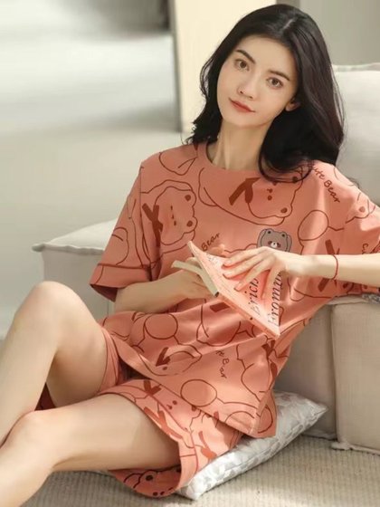 2025 유사올 린 순수 면화 잠옷 여름에 여성을위한 여성을위한 짧은 슬립 스트라이프 여름 얇은 면화 집 의류 세트 2025 유사올 린 순수 면화 잠옷 여름에 여성을위한 여성을위한 짧은 슬립 스트라이프 여름 얇은 면화 집 의류 세트