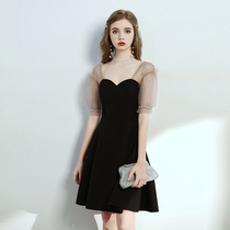 Black dress usually can wear 2021 New temperament dress Party party short birthday party dress thin