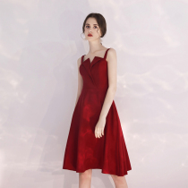 Toast Bride wedding 2021 new female wine red little dress short thin dress can be worn in summer