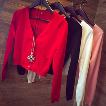 High-waisted knitwear womens spring 2021 new Korean version of the thin section of the net red knitted cardigan sweater jacket slim