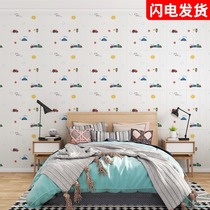 Wallpaper self-adhesive cartoon childrens room anti-collision bedroom decoration 3d three-dimensional wall stickers warm waterproof and moisture-proof foam wallpaper