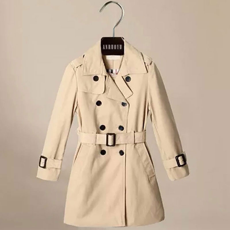 Girls' trench coat long section 2022 new coat spring and autumn children's clothing children's small and medium-sized children's khaki fashion foreign style Korean version