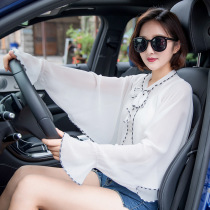 New summer solid chiffon sunscreen silk scarf fashion versatile tie princess style ruffled sunscreen sunscreen sleeve shawl