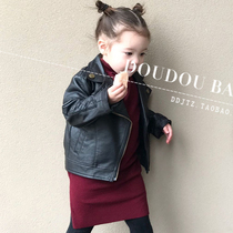 Childrens leather clothing 2020 spring and autumn new mens and womens childrens temperament jacket in childrens personality handsome lapel leather clothing