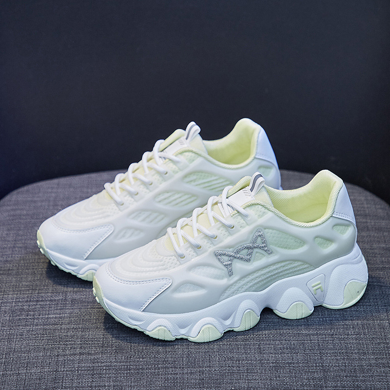 Little white shoes female 2022 network red sports shoes mesh breathable students casual thick bottom day blue gradient old shoes (20549:28389:size:40;1627207:5734344:sort by color:White yellow)