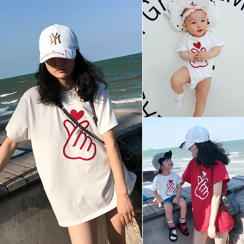 Parent-child summer clothing 2023 new family clothing mother and daughter mother and child family clothing a family of three short-sleeved T-shirt trendy