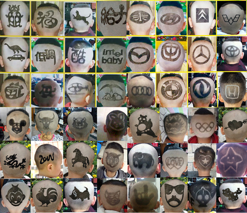 日威雕刻剪儿童造型理发器个性发型模具刻字推剪雕发图案模型模板