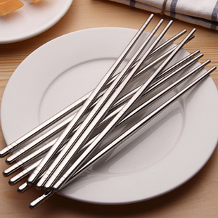 304家用不锈钢筷子 方形防滑筷子 耐高温不发霉家庭餐具10双套装