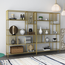 Custom Nordic minimalist golden partition shelf bedroom living room floor bookshelf creative office partition exhibition