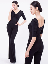 Deep v kink collar sleeve form body dress female etiquette training practice uniform slim Mordal dance set 2020 New