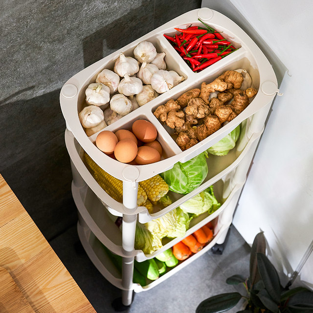 Kitchen shelving floor multi-layered vegetable basket included supplies household Daquan put food dish rack artifact Kitchen shelving floor multi-layered vegetable basket included supplies household Daquan put food dish rack artifact