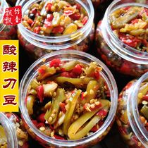 Bamboo fragrance fluttering homemade appetizer sour and spicy beans garlic pepper sour knife beans chop pepper Pickled knife beans 500g