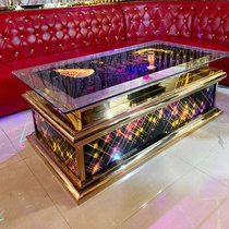Custom Light Lavish Bar KTV Nightfield Clubhouse Tempered Glass Stainless Steel Luminous Personality Tea Table bar