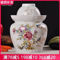 Jingdezhen ceramic kimchi jar Sichuan pickle jar sealed pot pickled egg altar double cover sauerkraut Jar Jar Jar
