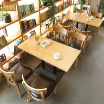 Net red dessert milk tea shop cafe table and chair solid wood combination table leg bracket snack bar fast food hot pot restaurant