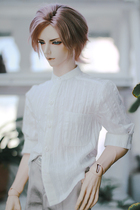 BJD doll 1 3 uncle White Jacquard dark pattern wide pine shirt summer casual shirt ~