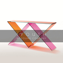 IYOUTH Italy imported GLAS ITALIA Nordic minimalist color transparent glass side cabinet table table