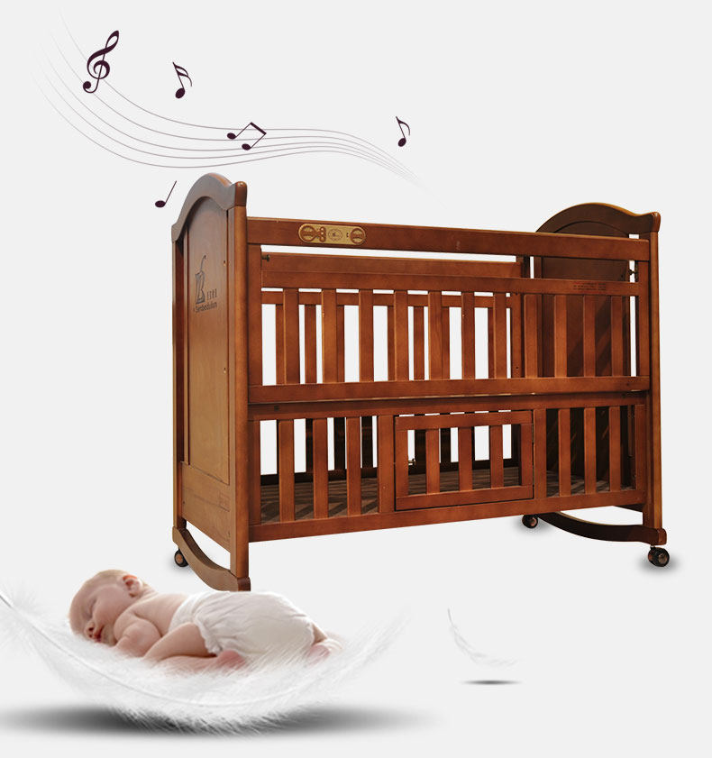 圣宝度伦婴儿床实木欧式宝宝床多功能bb床新生儿童床摇篮床带滚轮