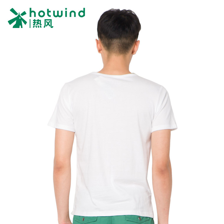 热风男装2015夏季潮男短袖T恤修身男式圆领个性T恤纯棉01W5445