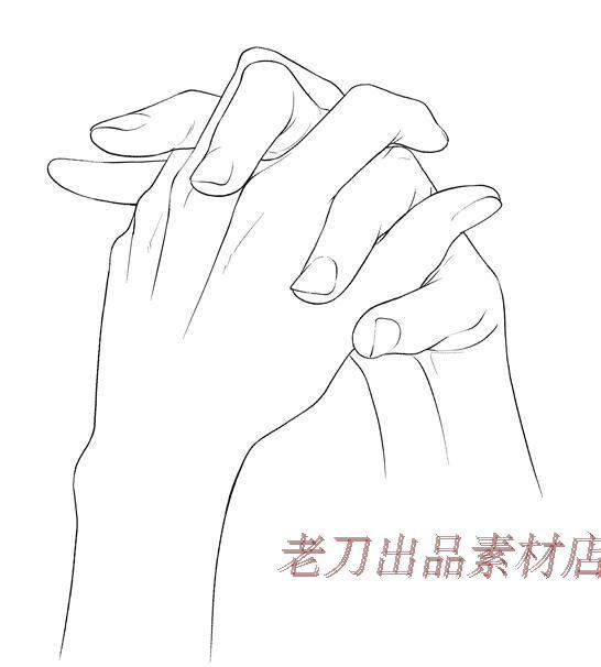 210张多角度透视手的动作姿态线稿集绘画临摹练习漫画手绘素材