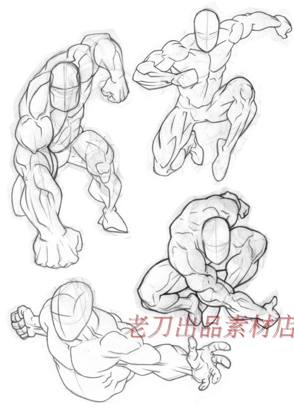 86张人体肌肉结构手绘线稿集 绘画素描速写漫画练习线稿素材