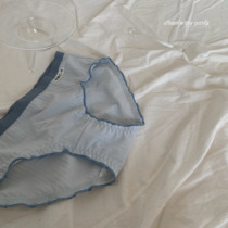 Milky Blue Blue Teenage Girl Sports Wind Agaric Lace Lace Comfort Soft Mid-Waist Underpants Lady Pure Cotton Lady Triangle Pants
