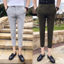 2022 spring new trendy fashion casual korean style slim men's solid color pencil ankle pants