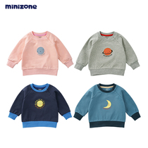 Baby long-sleeved T-shirt pullover sweater shirt spring and Autumn tide cute one-year-old baby warm top men and women children pure cotton