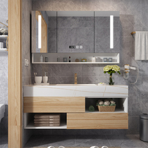 Rock plate one-body basin bathroom cabinet combination modern simple sink wash face Basin basin cabinet light luxury toilet wash table