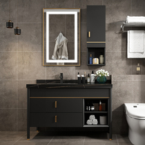 Modern simple rock plate one-piece basin Bath room cabinet combination bathroom Intelligent hand washing sink Wash basin Light luxury