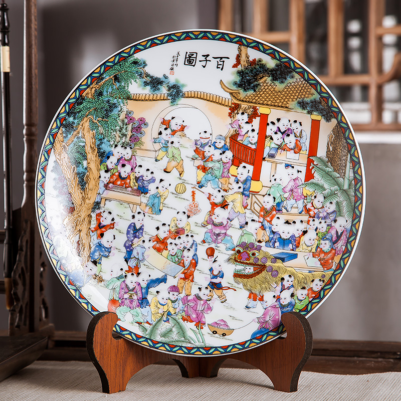 Jingdezhen ceramics ten inches of the ancient philosophers figure handicraft rich ancient frame bedroom decorate dish hang dish by dish household furnishing articles