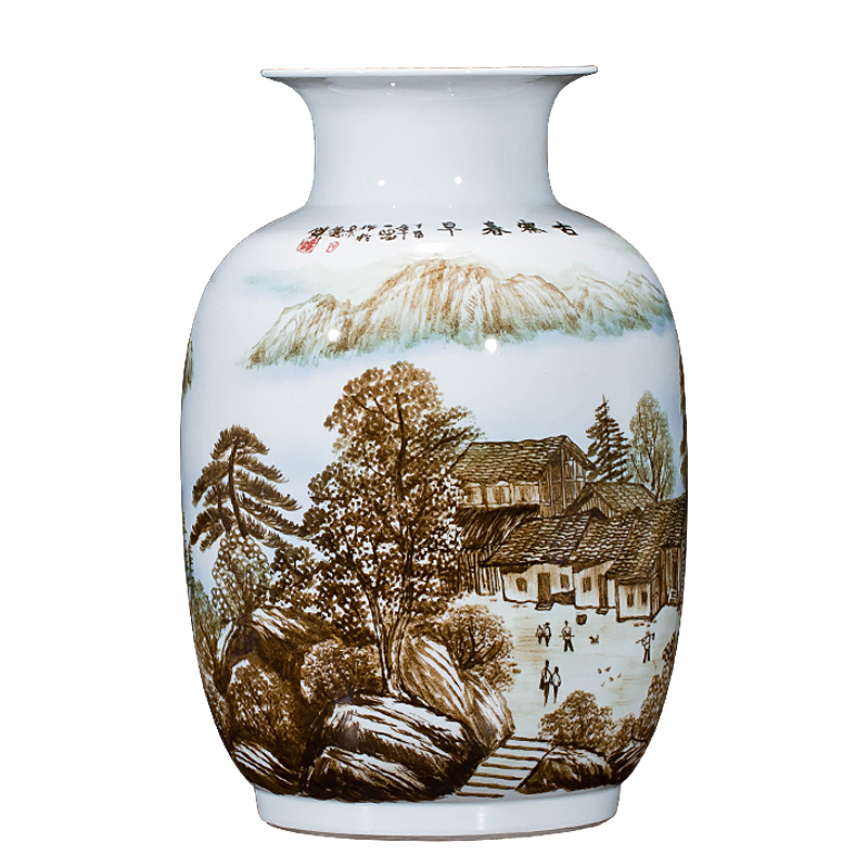 Jingdezhen ceramics landscape hand - made vases, flower arranging new Chinese style household act the role ofing is tasted, the sitting room porch decoration furnishing articles