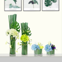 Simulation flower glass vase flower arrangement decoration Coffee table dining table living room fake flower decoration small fresh decoration floral set