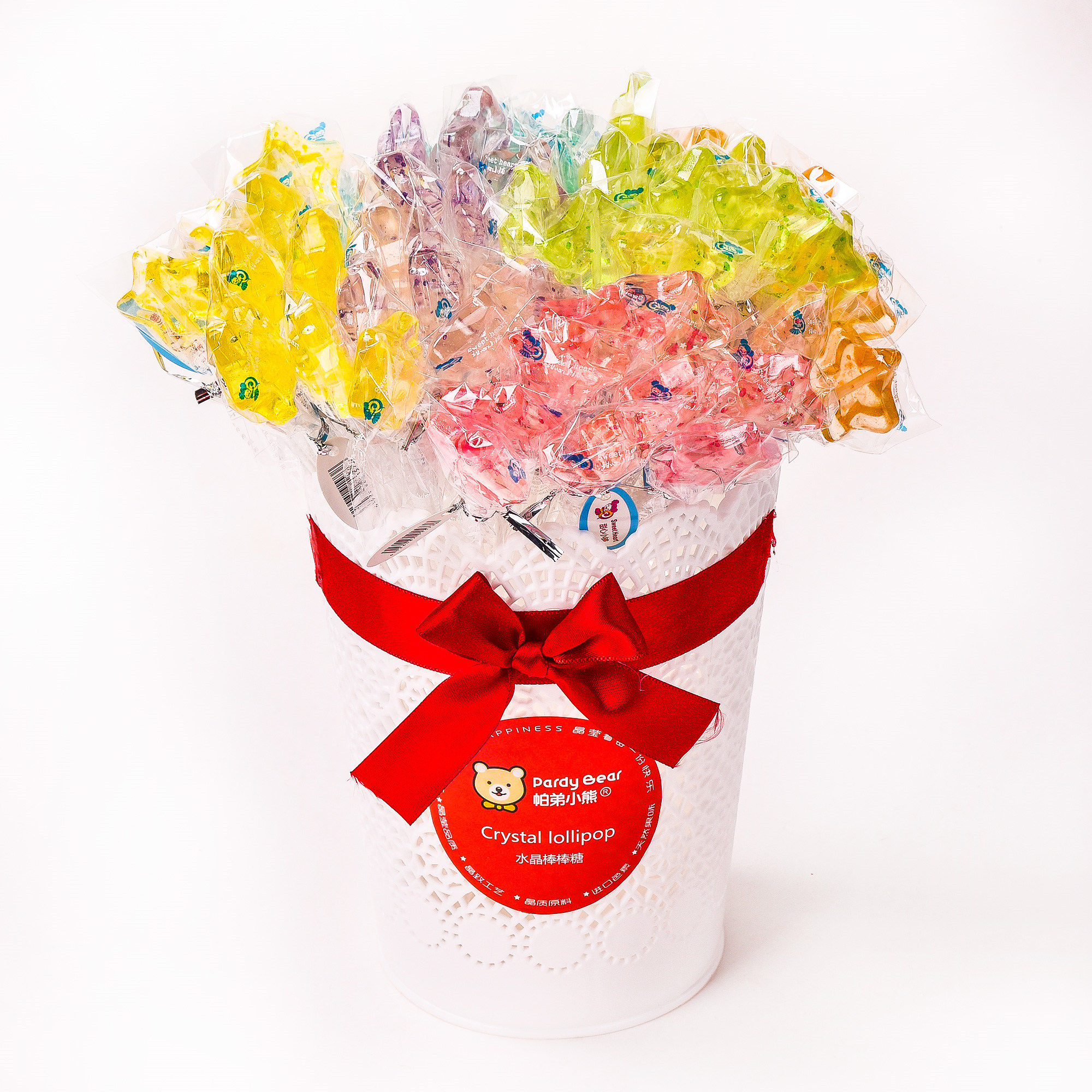 网红抖音高颜值创意可爱水晶花束糖果桶装长杆长棒棒棒糖零食礼物