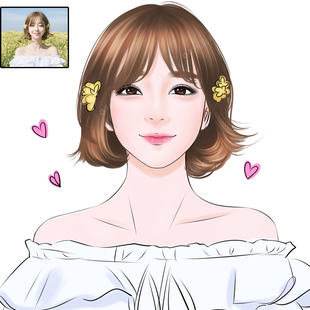 realistic q version cartoon character cartoon head image design customized real life photo to hand-painted couple