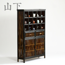 Vintage tea cabinet Antique bamboo wall cabinet Multi-treasure cabinet storage Bogu rack Teapot appliance display rack Storage tea shed