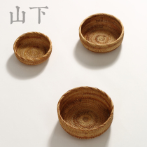 Vietnam autumn rattan woven tea set storage box Home fruit plate Snack candy Home handmade refreshment storage rattan basket