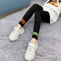 Spring and summer childrens leggings elastic trousers Korean version of the tide girl Spring and Autumn wear thin black small foot pants