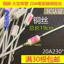 20A copper foot super power rice cooker fuse 200 ° 250V extended thick strip insulation sleeve 19cm length